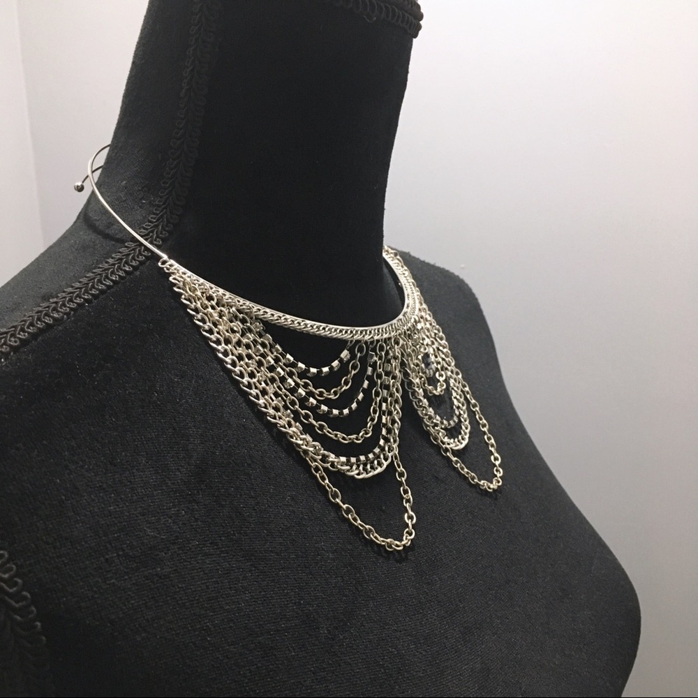 Draped Chandelier Rhinestone Chain Necklace - Picture 2 of 7